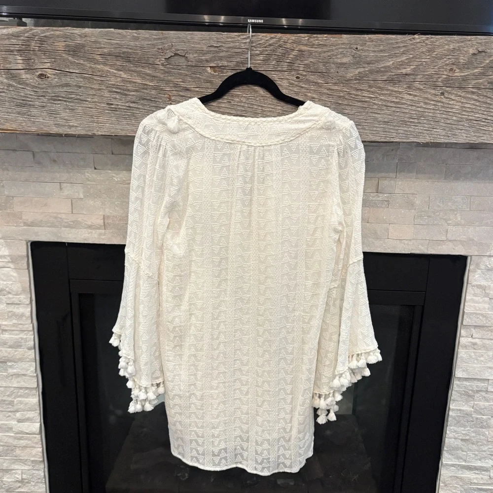 NWOT- White Boho embroidered Tassel Dress - Picture 5 of 5
